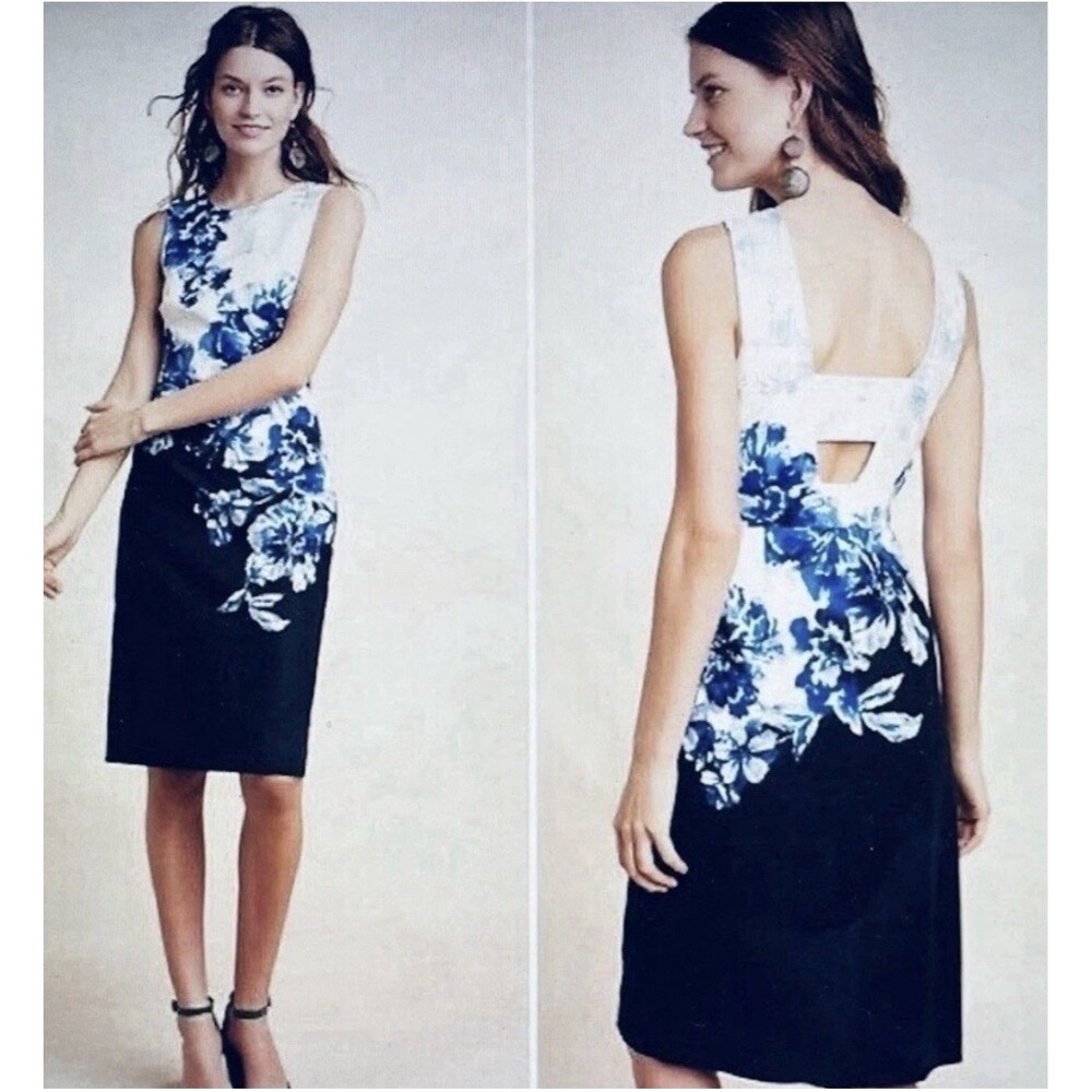 Maeve x Anthropologie Vanda Sheath Dress Women's 2P Blue Floral Sleeveless Boho